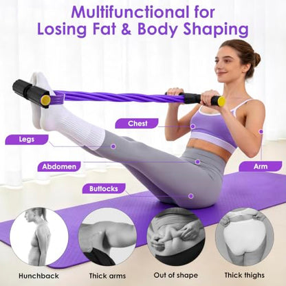 Pedal Resistance Band with Handle, Foot Pedal Resistance Band for Women, Multifunction Exercise Bands for Home Gym Full Body & Working Out - color: purple-black