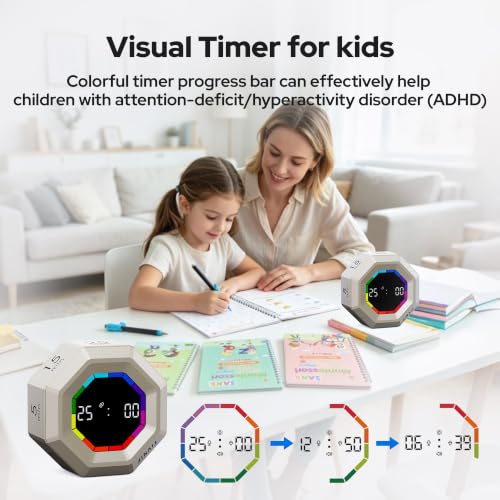 Visual Timer for Kids Kitchen Timer Pomodoro Magnetic Visual Countdown - color: Gold
