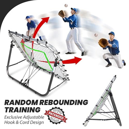 Baseball Rebounder Net 3x3 ft Dual Rebound Modes with Random Bounce Back