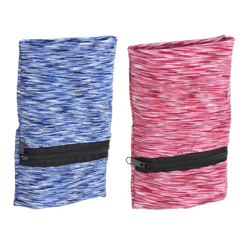 uxcell Wrist Pouch Wrist Wallet Sports Wristband Wallet with Pocket for Running Jogging Hiking Cycling Yoga - color: Blue/Red