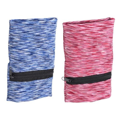 uxcell Wrist Pouch Wrist Wallet Sports Wristband Wallet with Pocket for Running Jogging Hiking Cycling Yoga - color: Blue/Red