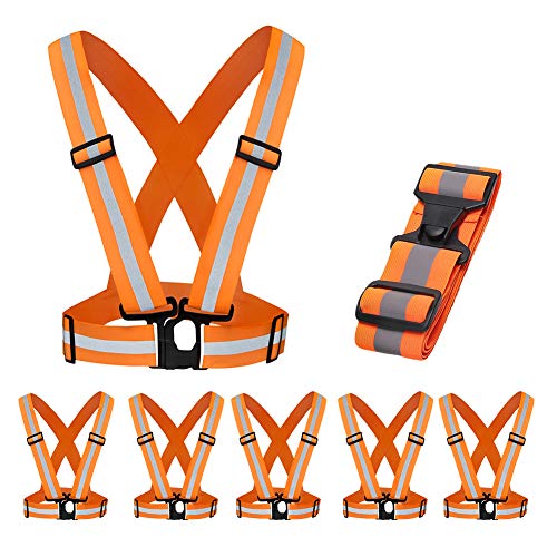 5 Pack Mount Marter Reflective Vest, 360° High Visibility for Running - color: Orange