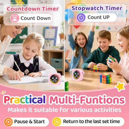Visual Timer for Kids, 99 Minute Digital Cute Kids Visual Timer Classroom Timer for Homeschool Supplies Study Teaching Time Management Tool Countdown Productivity Timer, Pink, Colorful Display - color: Pink