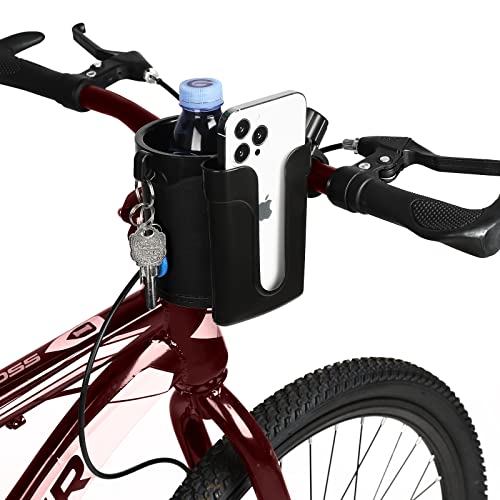 Accmor Stroller Cup Holder with Phone Keys Holder, 3-in-1 Universal Cup Holder, Drinks Bottle Holder for Stroller, Bike, Wheelchair, Walker, Scooter - color: Black