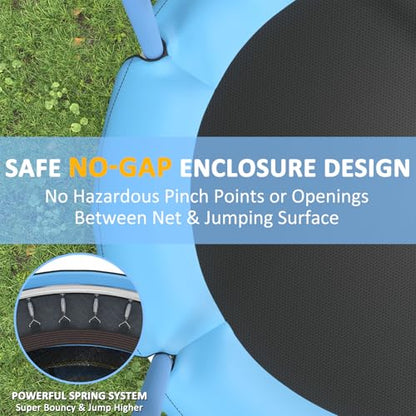 60" Toddler Trampoline for Age 2-4, 5ft Mini Kids Trampoline Indoor with Basketball Ball Adjustable Gymnastics Bar & Toys Swing Enclosure Net for Backyard ASTM Approved - color: Blue