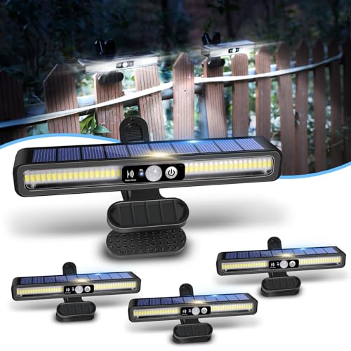 Clip On Solar Lights Outdoor with PIR Motion Sensor (Black ,4 Pack ,6000K) - color: Black / 6000K Cool White, size: 4 Pack