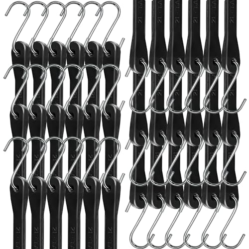 Bungee Cords with Hooks 21" 50 Pack, Heavy Duty Rubber Tarp Straps S Hooks - size: New Model 21 INCH 50PACK