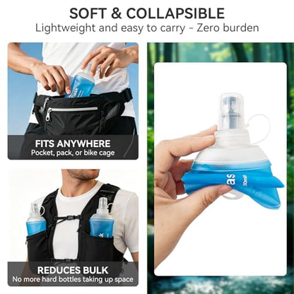 500ml Soft Flask, TPU Collapsible Soft Water Bottle for Hydration Pack, Running Vest, Leak-Proof Folding Water Bottle for Hiking Cycling Climbing Jogging- 1Pcs, Blue - color: 1Pcs 500ML Blue