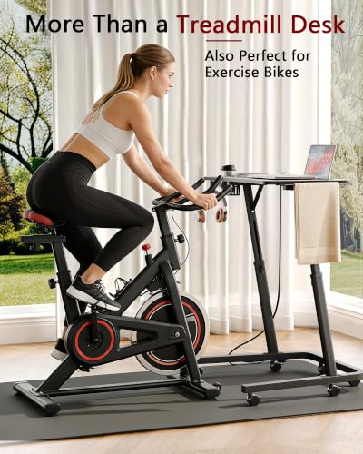 Adjustable Height Standing Desk for Walking Pad, Treadmill Desk with Wheels - color: Black