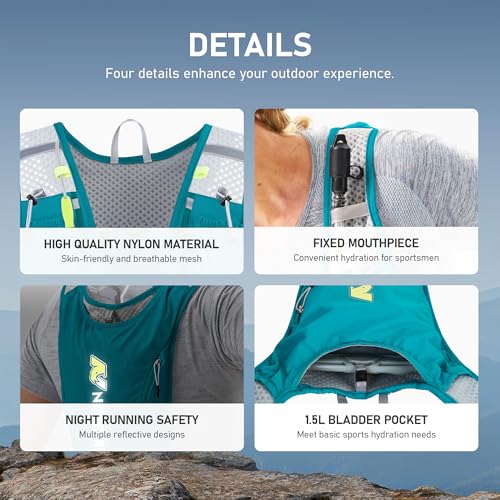 N NEVO RHINO 5L Running Vest , Hydration Vest Pack with 1.5L Water Bladder - color: Green