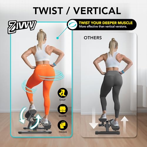ZIWWVY Stepper Machine with Resistance Bands, Mini Stepper with 300LBS Weight Capacity, Twist Stepper for Full Body Workout, Adjustable Step Height, Smooth and Quiet, Step Machine for Men Women - style: Large Foot Model