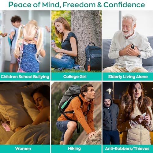 Fauxomor 140dB Personal Safety Alarm for Women 9pack Self Defense Keychain - color: 6 Colors+Pink+Blue+Black