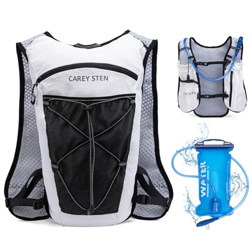 Carey Sten Lightweight Hydration Backpack Running Vest with 1.5L Water Bag - color: white
