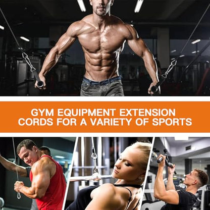 2PCS Gym Cable Extension,Replacement Cable Machine Accessories,Cable Pulley Attachments for Gym -Thick 5mm(0.2inch) Heavy Duty Steel Wire Rope for Home Gym Cable, Leg Extensions Machine - size: 29.5 inch (2PCS)