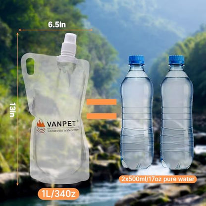 1L Hiking Collapsible Water Bottles, 33OZ BPA-Free Plastic Flasks, Reusable Drink Bags, Foldable Backpacking Water Bottle for Travel Camping Hiking (6-Pack) - color: 6-Pack