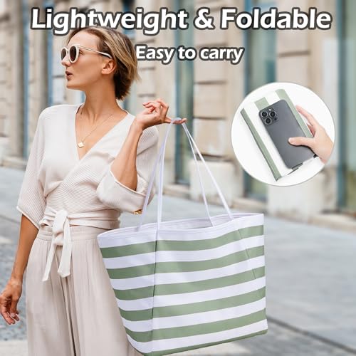KALIDI Beach Tote Bag Women Large Waterproof Sandproof Shoulder Handbags - color: Beauty Green