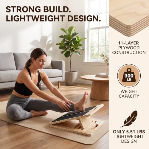 Wooden Slant Board for Calf Stretching, Adjustable Stretch Board