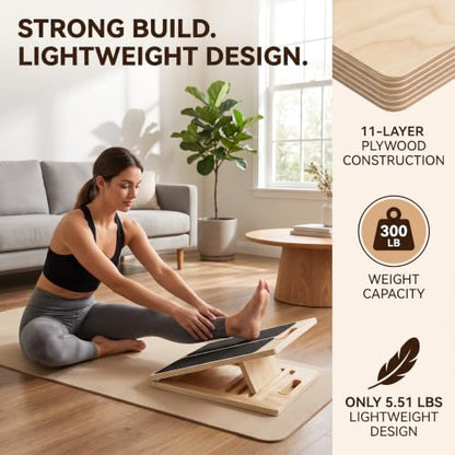 Wooden Slant Board for Calf Stretching, Adjustable Stretch Board