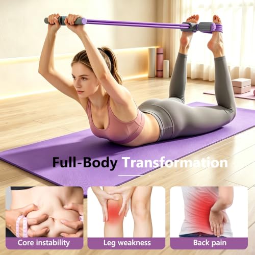 Pedal Resistance Band with Handle - size: 4 levels（Purple）