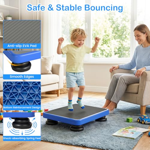 Goplus Kids Rebounder Bouncing Board, 24" x 20" Mini Trampoline - color: Blue