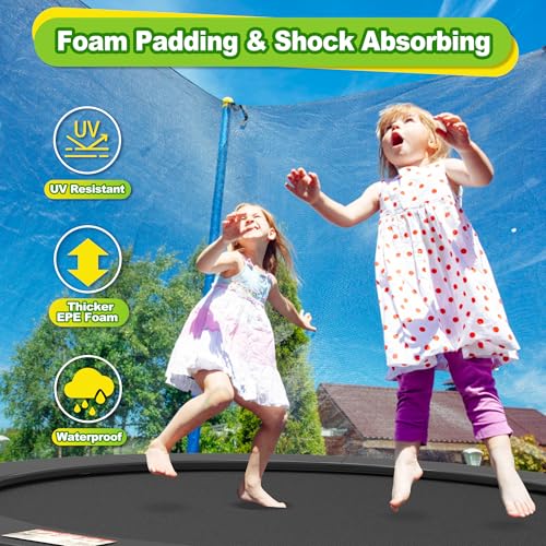 Waterproof Trampoline Spring Cover,Safety Pad Replacement 10-16ft - color: Black, size: 16FT