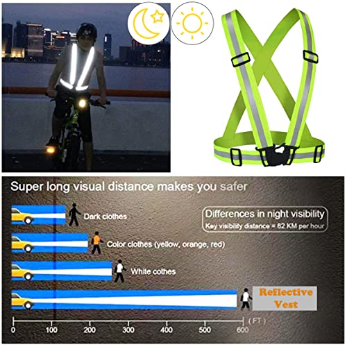 10 Pack Reflective Running Vests with Slap Bands, High Visibility Safety Reflective Reflector Vest Running Gear for Night Walking Cycling Hiking Jogging - color: A-10pcs Green Vests