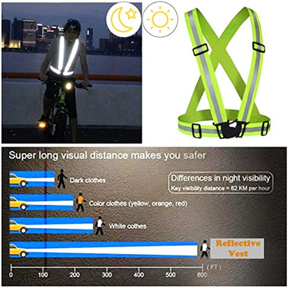 10 Pack Reflective Running Vests with Slap Bands, High Visibility Safety Reflective Reflector Vest Running Gear for Night Walking Cycling Hiking Jogging - color: A-10pcs Green Vests