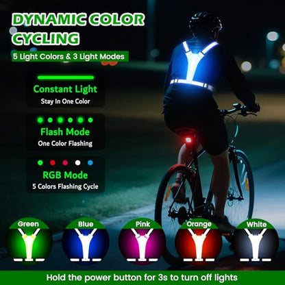 LED Reflective Running Vest, Light UP Reflective Vest, Safety Light Gear for Night Walking Cycling for Women Men Kid - color: Blue