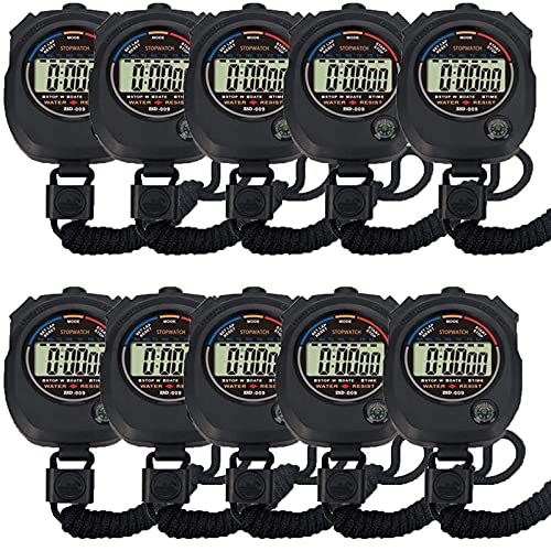 Pgzsy Multi-Function Electronic Digital Sport Stopwatch Timer, Large Display with Date Time and Alarm Function,Suitable for Sports Coaches Fitness Coaches and Referees (10pack)