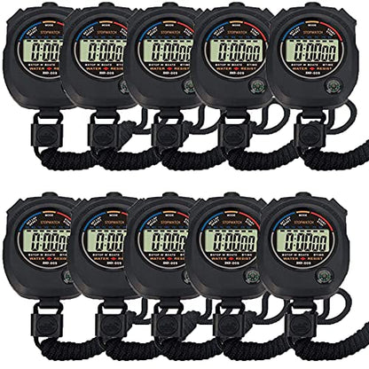 Pgzsy Multi-Function Electronic Digital Sport Stopwatch Timer, Large Display with Date Time and Alarm Function,Suitable for Sports Coaches Fitness Coaches and Referees (10pack)