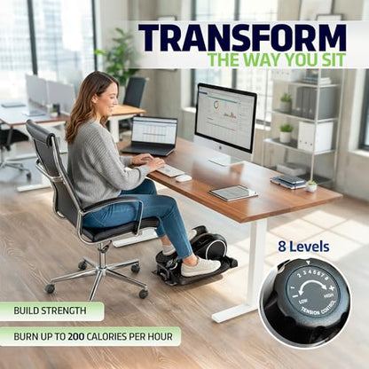 DeskCycle Under Desk Elliptical Machine up to 40 lbs Magnetic Resistance Foot Pedaler, Ultra-Smooth & Silent Seated Leg Exerciser, Heavy Duty Non-Sliding Steel Frame