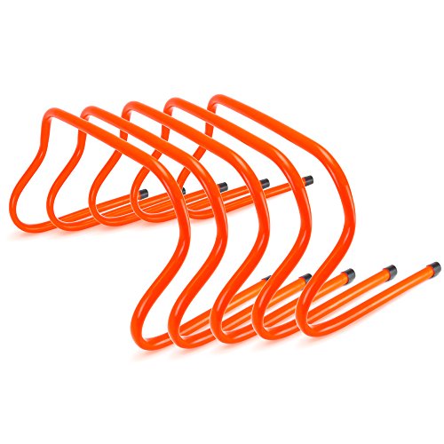 Agility Training Hurdles, 5-Pack - Hi Visibility Speed Endurance Indoor / Outdoor Practice Equipment for Track & Field - Fences for Sports Team Condition & Coaching Football, Soccer, & Cross Country
