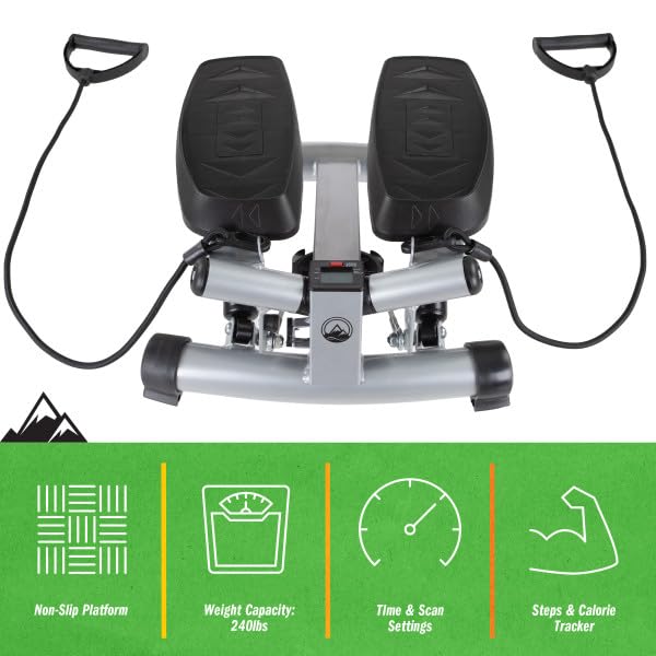 Portable Stair Stepper Exercise Machine with LCD Monitor and Resistance Bands – Compact Home Gym Stair Climber for Cardio, Strength, and Full-Body Workouts by Wakeman