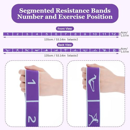 Yoga Straps for Stretching, Elastic Bands for Exercise 12 Gears