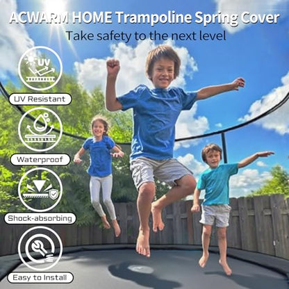 ACWARM HOME 16FT/15FT/14FT/12FT/10FT Trampoline Safety Pad Replacement, Round Trampoline Spring Protection Cover, Fits 16FT/15FT/14FT/12FT/10FT Frames, Water-Resistant Trampoline Accessories - color: Black, size: 15FT