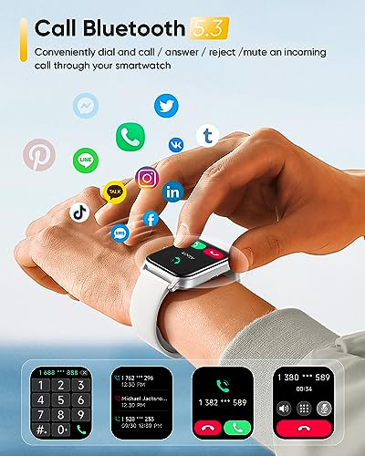 Fitpolo Smart Watch for Men Women with Bluetooth Call, Alexa Built-in 1.8" Blood Oxygen Heart Rate Sleep Fitness Watch, 100 Sports Modes Smartwatch, Activity Tracker for Android iOS Phone - color: White