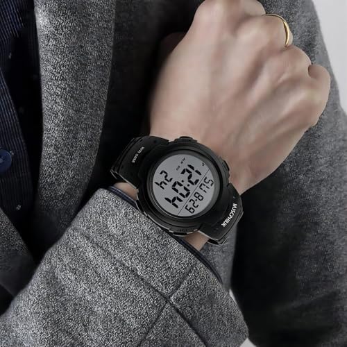 MJSCPHBJK Mens Digital Sports Watch, Waterproof LED Screen Large Face Military Watches for Men