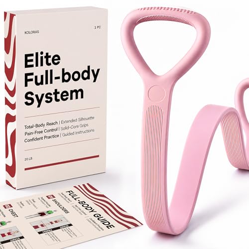 Figure 8 Resistance Band with Full Body Workout Guide, 20LB Total Body Exercise Band with Comfortable Solid Handles for Arms, Back, Shoulders, Stretching & Home Workout - color: Pink 20LB