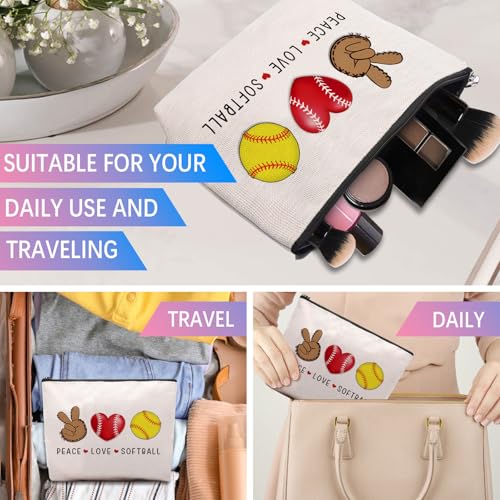 Softball Cosmetic Bag for Women, Birthday Gifts for Softball Lovers, Coach & Team - color: softball