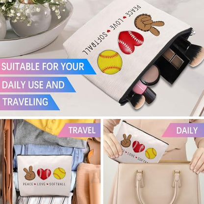 Softball Cosmetic Bag for Women, Birthday Gifts for Softball Lovers, Coach & Team - color: softball