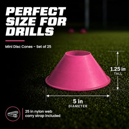 American Challenge Mini Disc Cones, Soccer Cones for Sports, Set of 25 - color: Pink (25 mini cones)