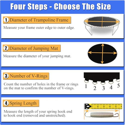 Trampoline Mat, Dia:60"/80", Fits 6FT/8FT Frame, with 36/42/48 V-Rings for Choose and Spring Tool, Reinforce, UV-Resistant, Not Include Spring - size: Fit 8 FT FRAME, style: 80" Diam | 42 V-Rings | Fits 5.5" SpringsLength