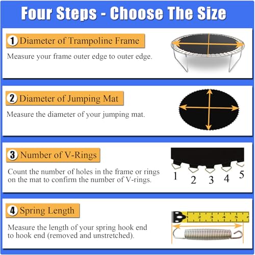 Trampoline Mat, Dia:60"/80", Fits 6FT/8FT Frame, with 36/42/48 V-Rings for Choose and Spring Tool, Reinforce, UV-Resistant, Not Include Spring - size: Fit 8 FT FRAME, style: 80" Diam | 48 V-Rings | Fits 5.5" SpringsLength