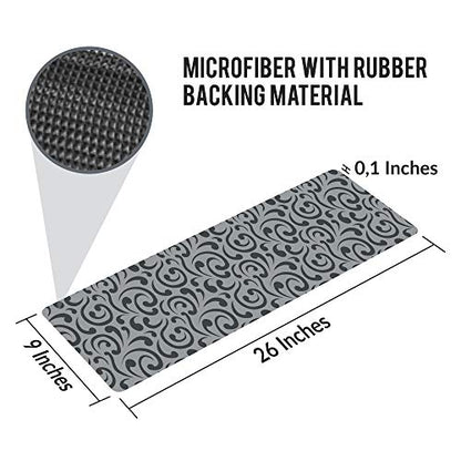 Set of 7 Stair Treads Ultra-Thin with Non Slip Rubber Backing 9”x26”, Gray 7 Pieces - color: Grey, size: Design #3