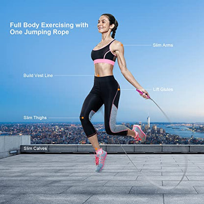 Jump Rope, High Speed Weighted Jump Rope - Premium Quality Tangle-Free - Self-Locking Screw-Free Design - Jump Ropes for Fitness - Skipping Rope for Workout Fitness, Crossfit & Home Exercises - color: Purple