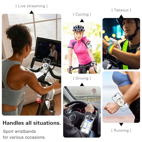 BAISRKE Magnetic Running Armband for MagSafe Case - 360° Rotatable Phone Grip with Adjustable Scent Compartment & Detachable Lanyard Compatible iPhone/Android (Rainbow & Silvery) - color: Rainbow&Silver, size: Regular (fits Wrist/Armband up to 9")