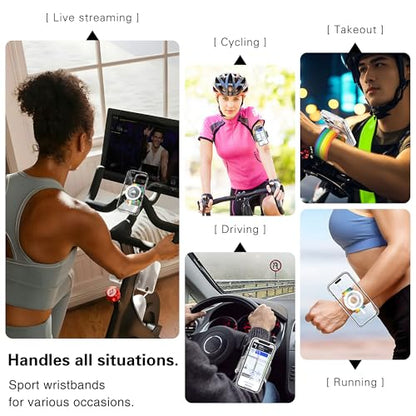 BAISRKE Magnetic Running Armband for MagSafe Case - 360° Rotatable Phone Grip with Adjustable Scent Compartment & Detachable Lanyard Compatible iPhone/Android (Rainbow & Silvery) - color: Rainbow&Silver, size: XL (fits Wrist/Armband up to 15")