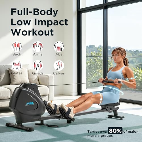 JLL Magnetic & Water Rowing Machine with SunnyFit App for Home - style: Magnetic