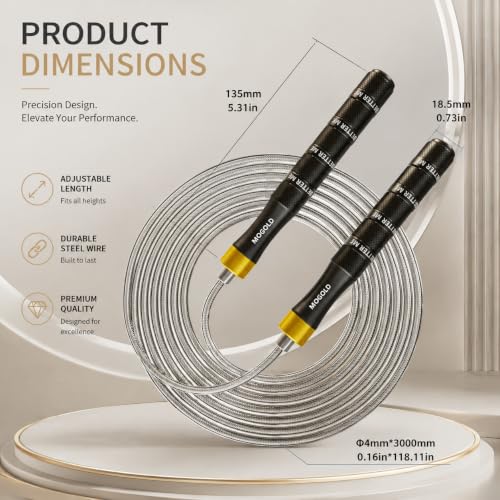 Pro Adjustable Speed Jump Rope - 10ft 4mm PVC Steel Wire with Dual Ball Bearings & 360° Spin - Metal/Rubber Ergonomic Grips for CrossFit, HIIT, Weight Loss, Home Gym Workouts for Men & Women - color: Black