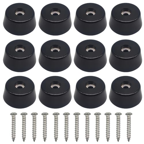 Round Rubber Feet 0.67" H x 1.5" W Cutting Board Feet Non Slip Bumper with Stainless Steel Screws - 12 Pack - size: 0.67" H x 1.5" W_12 Pack